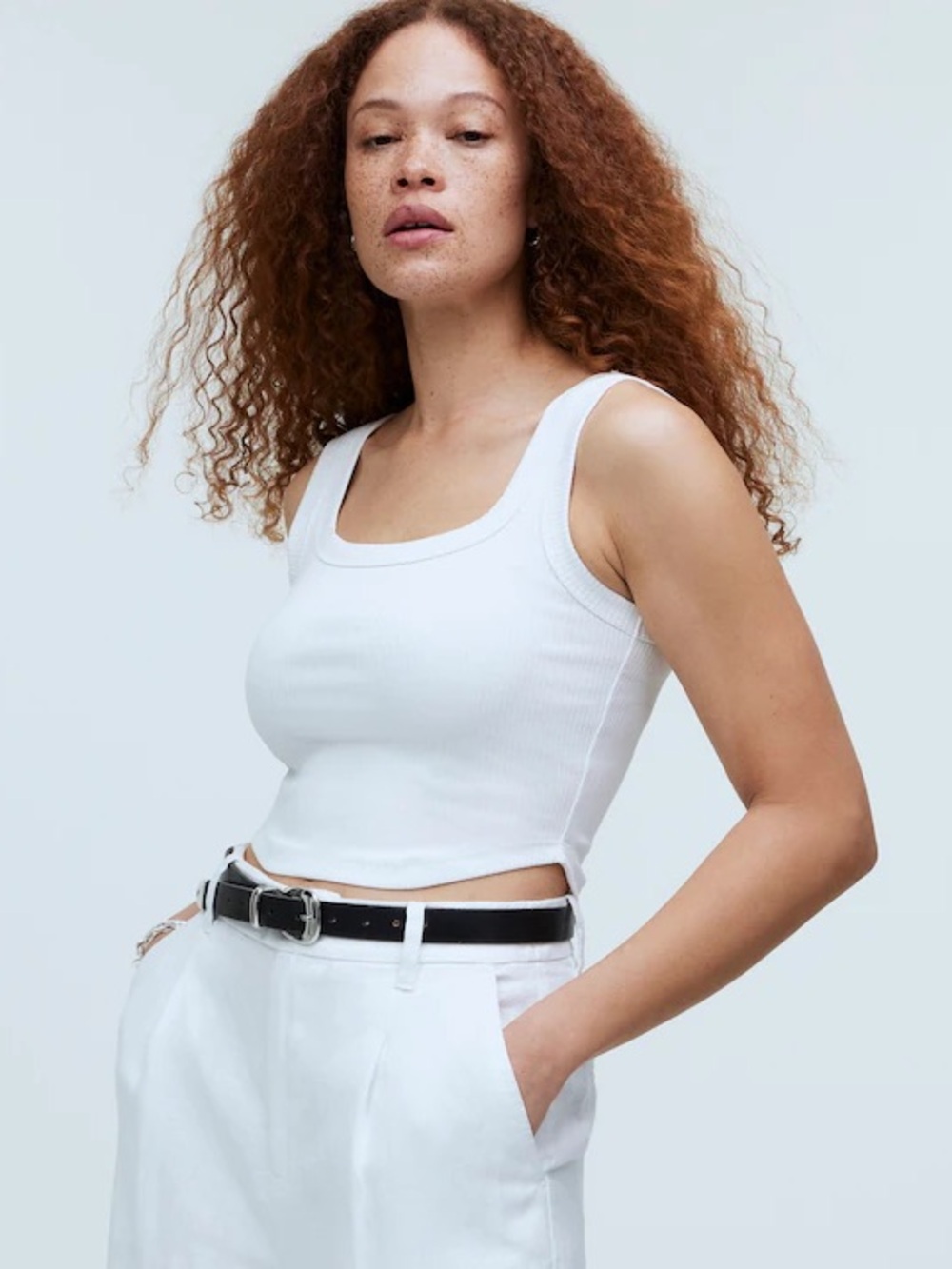 NWT Madewell Tailored Crop Tank in Sleekhold Eyelet White Size XS $35 NL398